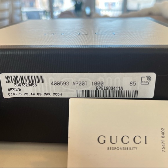 Gucci - GG Marmont White Guccissima Monogram Imprinted Leather Belt - Size 85 - Picture 8 of 8